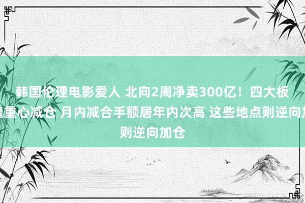 韩国伦理电影爱人 北向2周净卖300亿！四大板块遭重心减仓 月内减合手额居年内次高 这些地点则逆向加仓