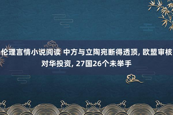 伦理言情小说阅读 中方与立陶宛断得透顶, 欧盟审核对华投资, 27国26个未举手