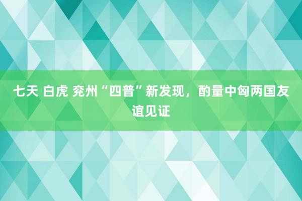 七天 白虎 兖州“四普”新发现，酌量中匈两国友谊见证
